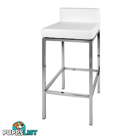 Set of 2 PU Leather Kitchen Bar Stool White