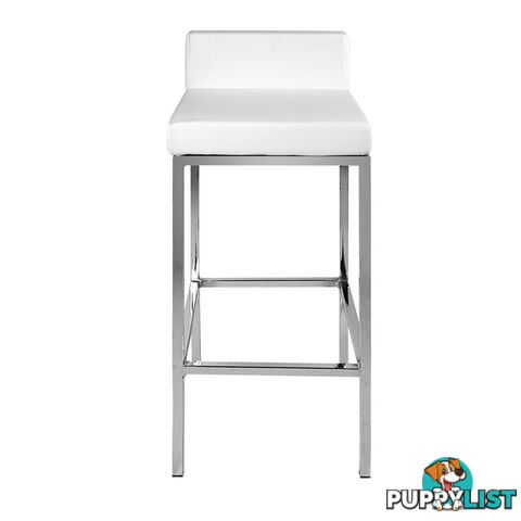 Set of 2 PU Leather Kitchen Bar Stool White