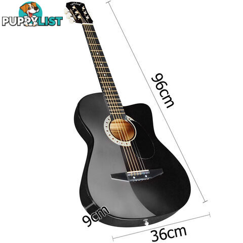 Acoustic Cutaway Guitar Black w/ Steel String Stand Strap