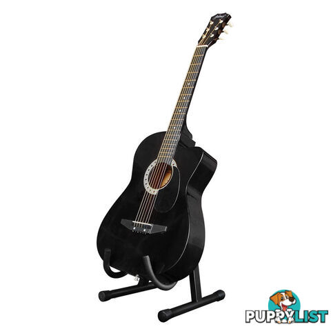 Acoustic Cutaway Guitar Black w/ Steel String Stand Strap