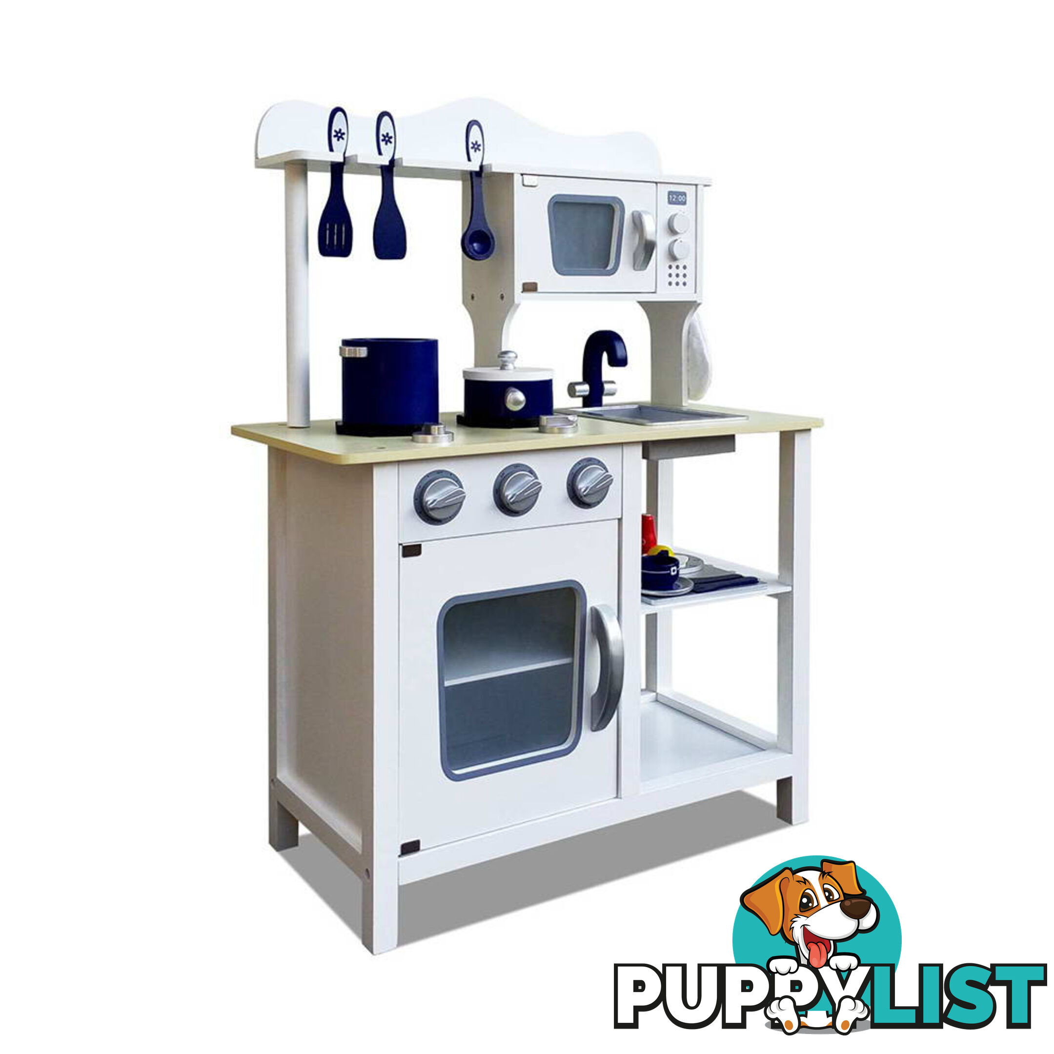 18 Piece Kitchen Play Set  White & Blue