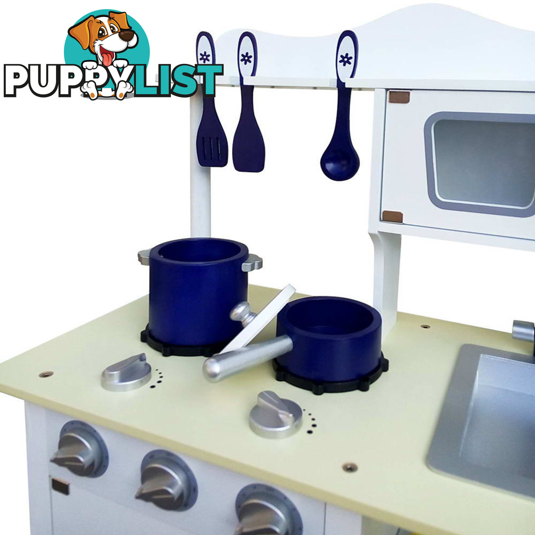 18 Piece Kitchen Play Set  White & Blue