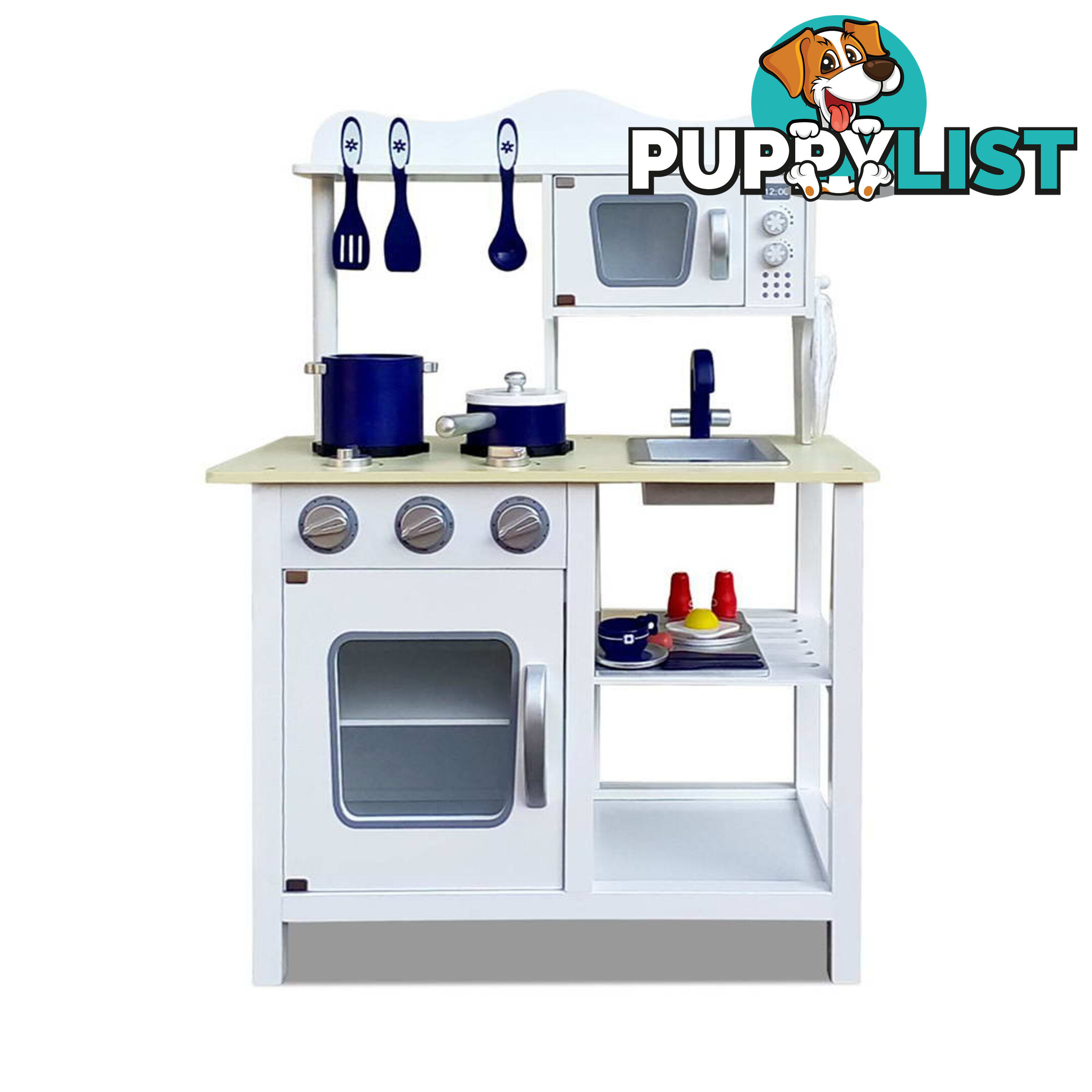 18 Piece Kitchen Play Set  White & Blue