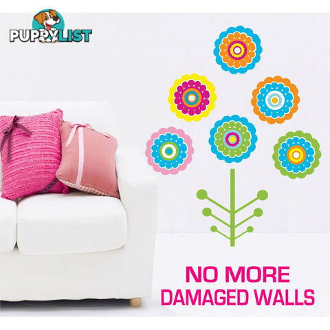 Medium Size Colourful Flower Tree Wall Stickers - Totally Movable