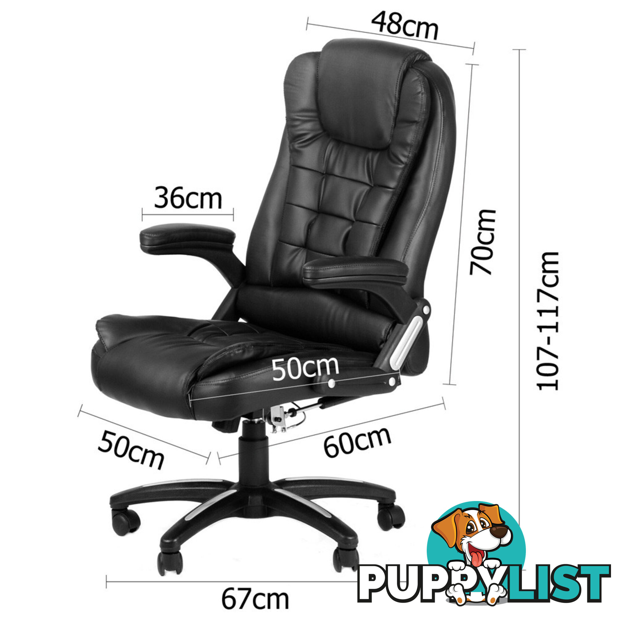 8 Point Massage Executive PU Leather Office Computer Chair Black