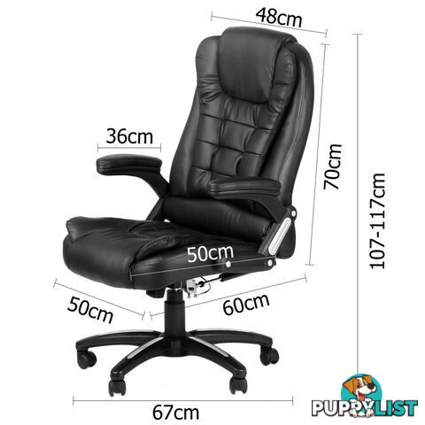 8 Point Massage Executive PU Leather Office Computer Chair Black