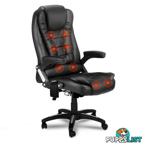 8 Point Massage Executive PU Leather Office Computer Chair Black