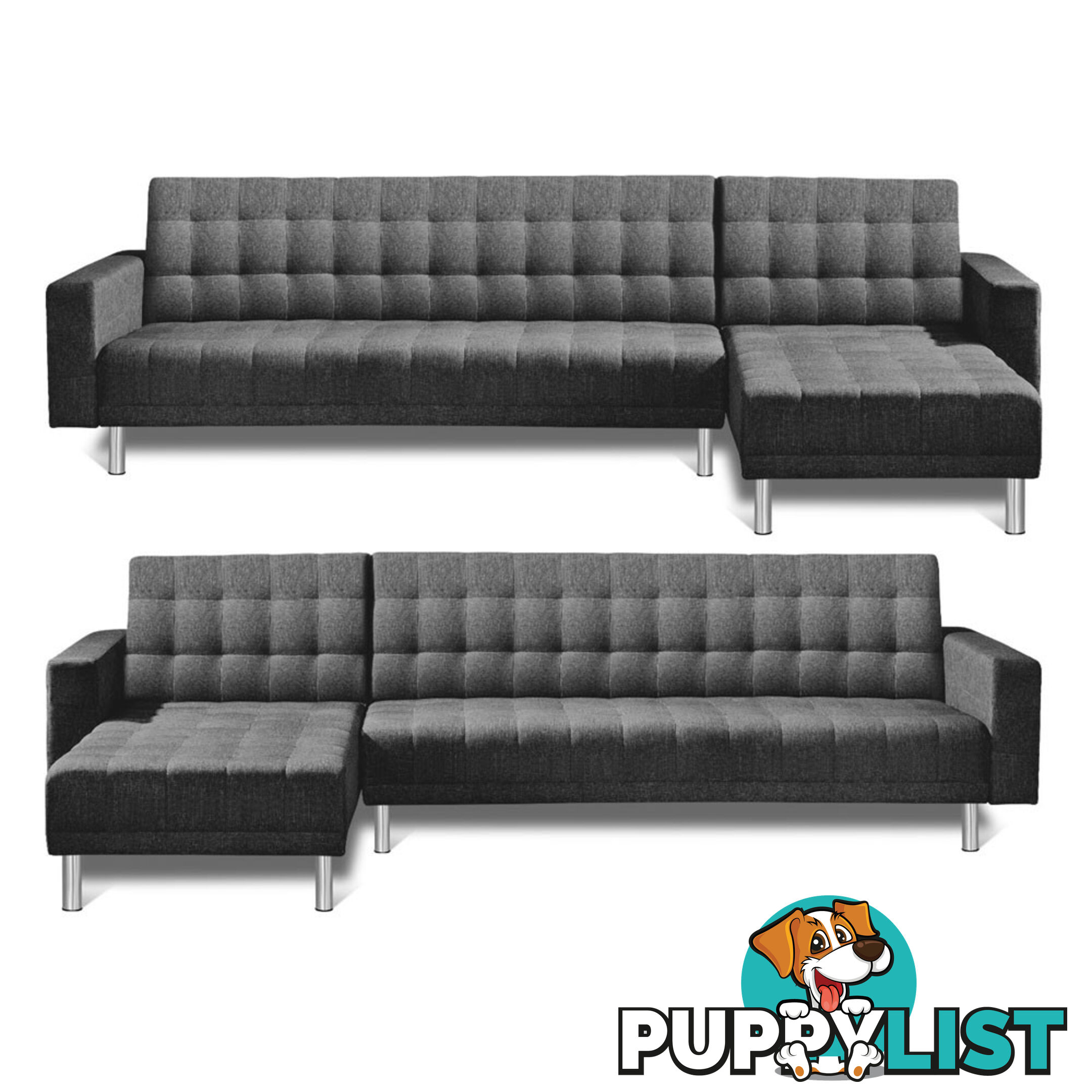 Faux Linen Sofa Bed 5 Seater