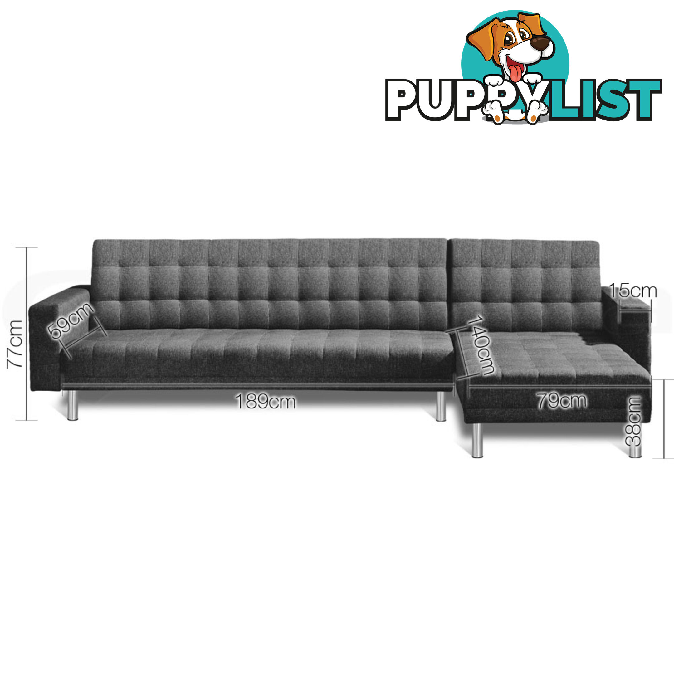 Faux Linen Sofa Bed 5 Seater