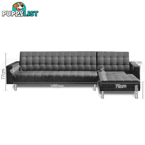 Faux Linen Sofa Bed 5 Seater