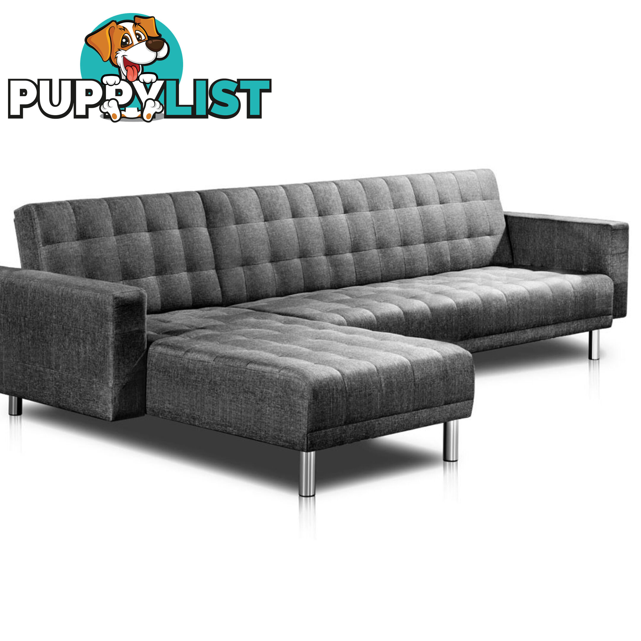 Faux Linen Sofa Bed 5 Seater