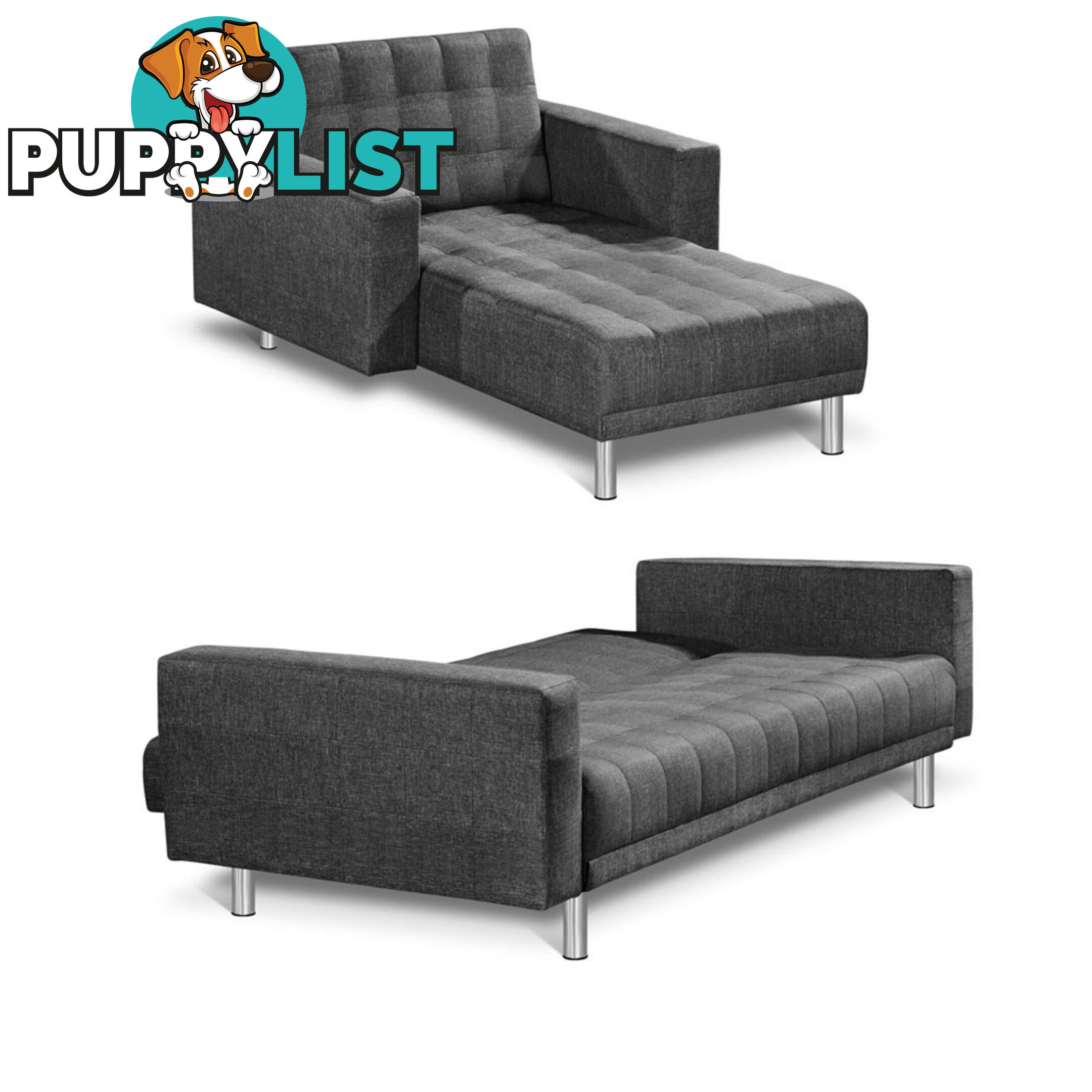 Faux Linen Sofa Bed 5 Seater