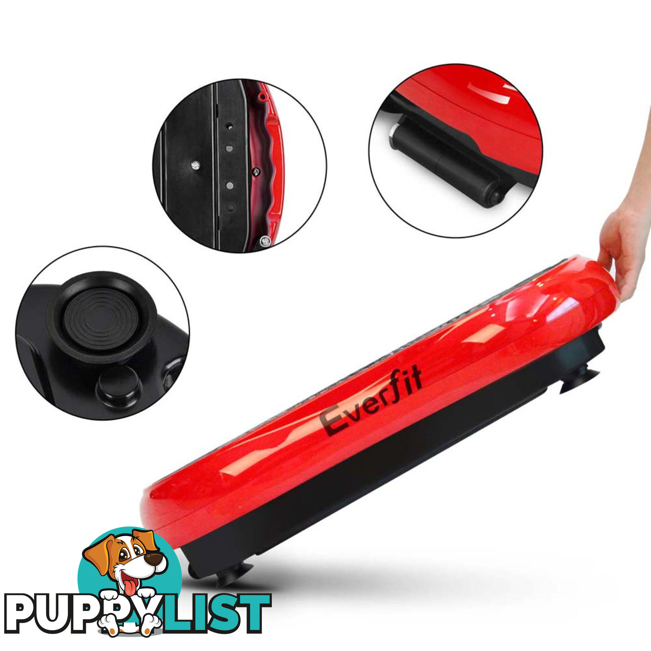 1000W Vibrating Plate with Roller Wheels - Red