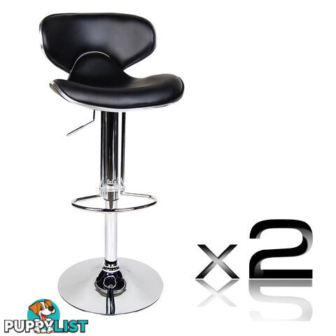 Set of 2 PU Leather Kitchen Bar Stool Charcoal