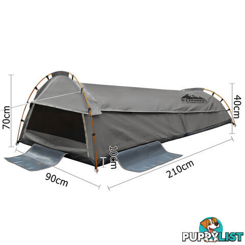 King Single Camping Canvas Swag Tent Grey with Air Pillow