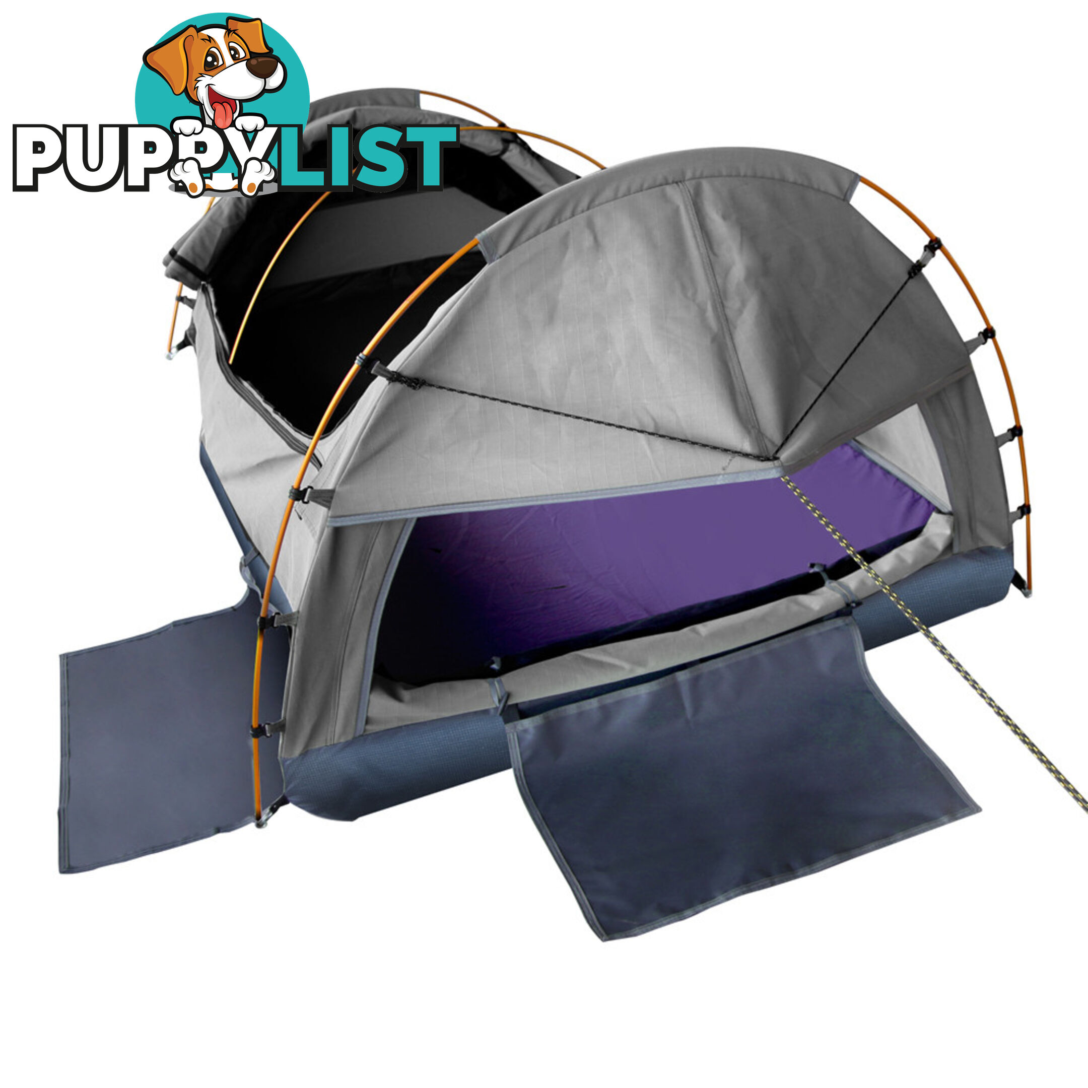 King Single Camping Canvas Swag Tent Grey with Air Pillow