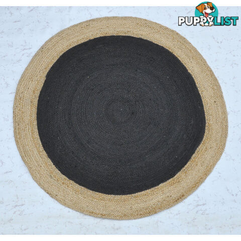 Jute Round Black Rug Black & Natural 200x200cm