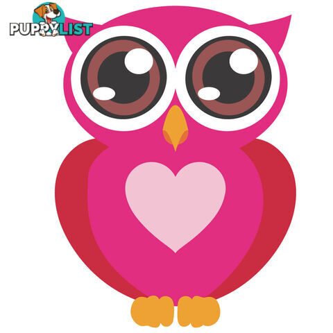 10 X Pink Owl with Big Eyes Wall Stickers - Totally Movable