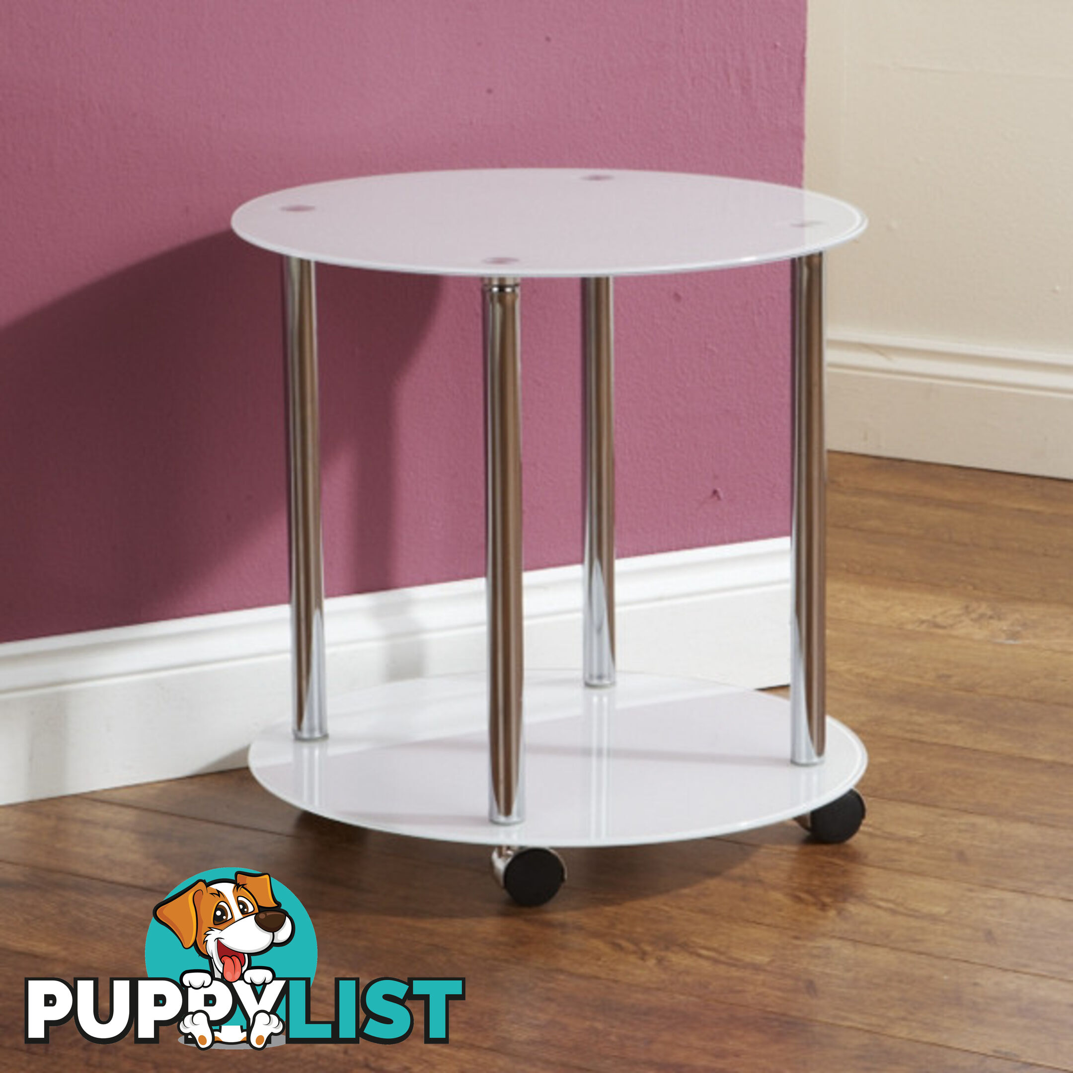 Amore Circular End Table White