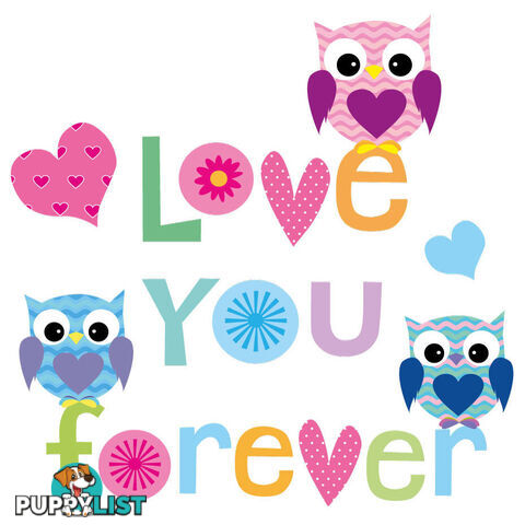 Extra Large Size Love Forever Owls Wall Sticker - Totally Movable