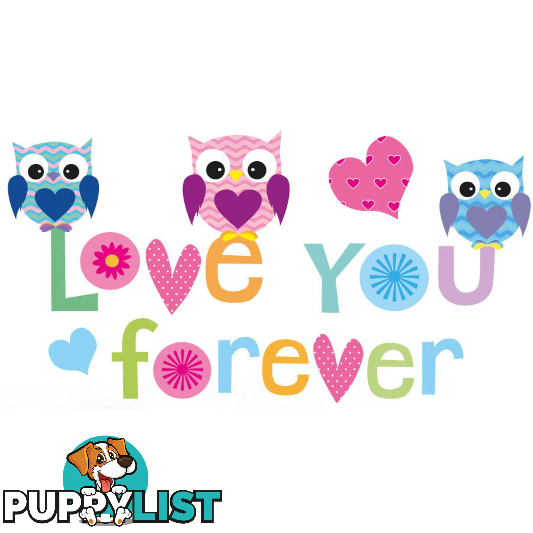 Extra Large Size Love Forever Owls Wall Sticker - Totally Movable