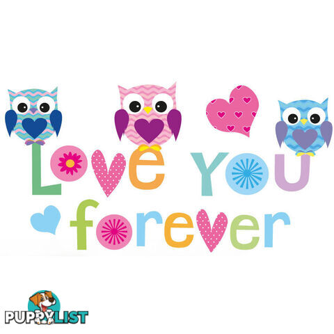 Extra Large Size Love Forever Owls Wall Sticker - Totally Movable