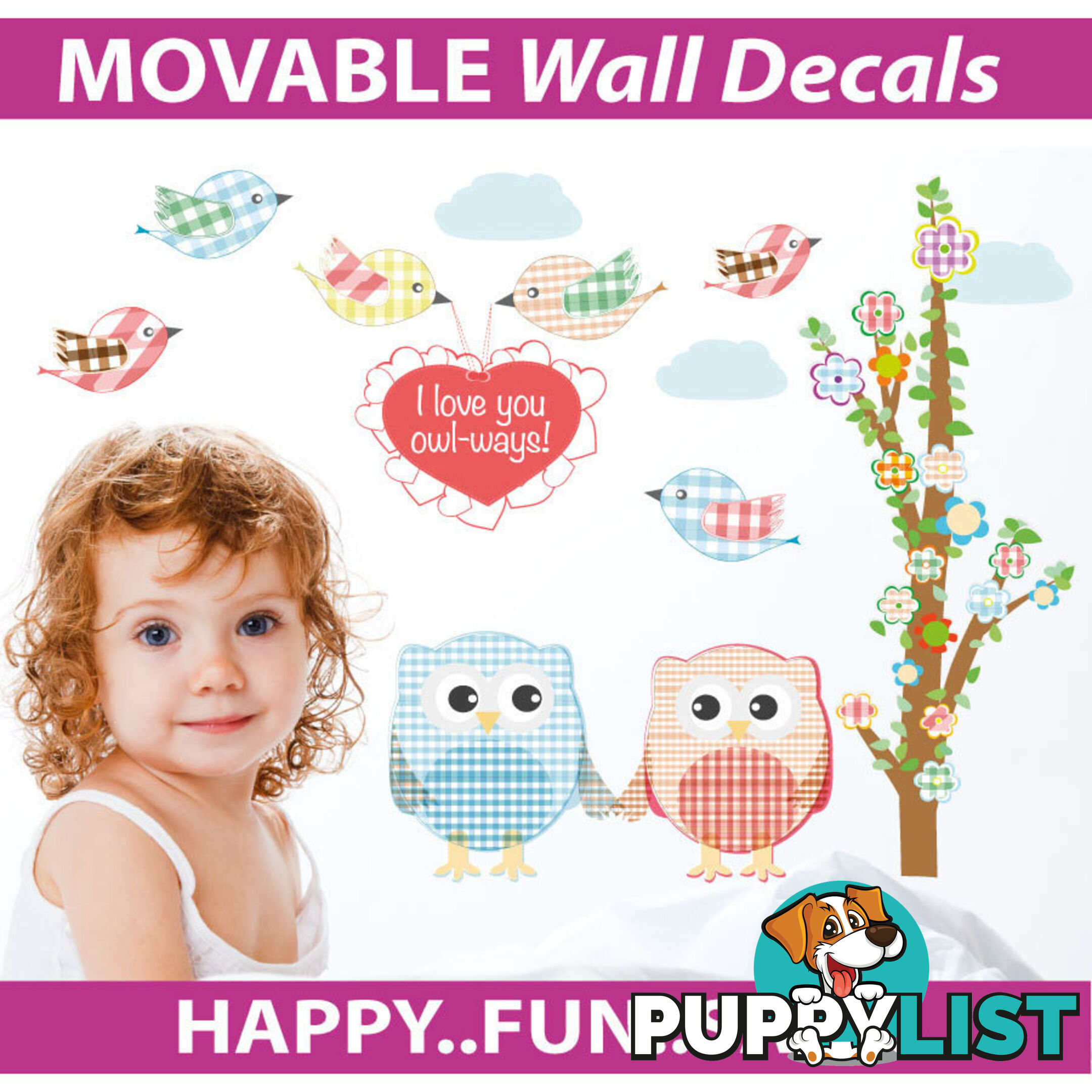 Love Owl-ways Tree Wall Stickers - Totally Movable