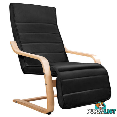 Birch Bentwood Adjustable Lounge Arm Chair w/ Fabric Cushion Black