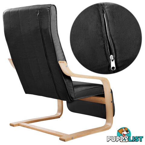 Birch Bentwood Adjustable Lounge Arm Chair w/ Fabric Cushion Black