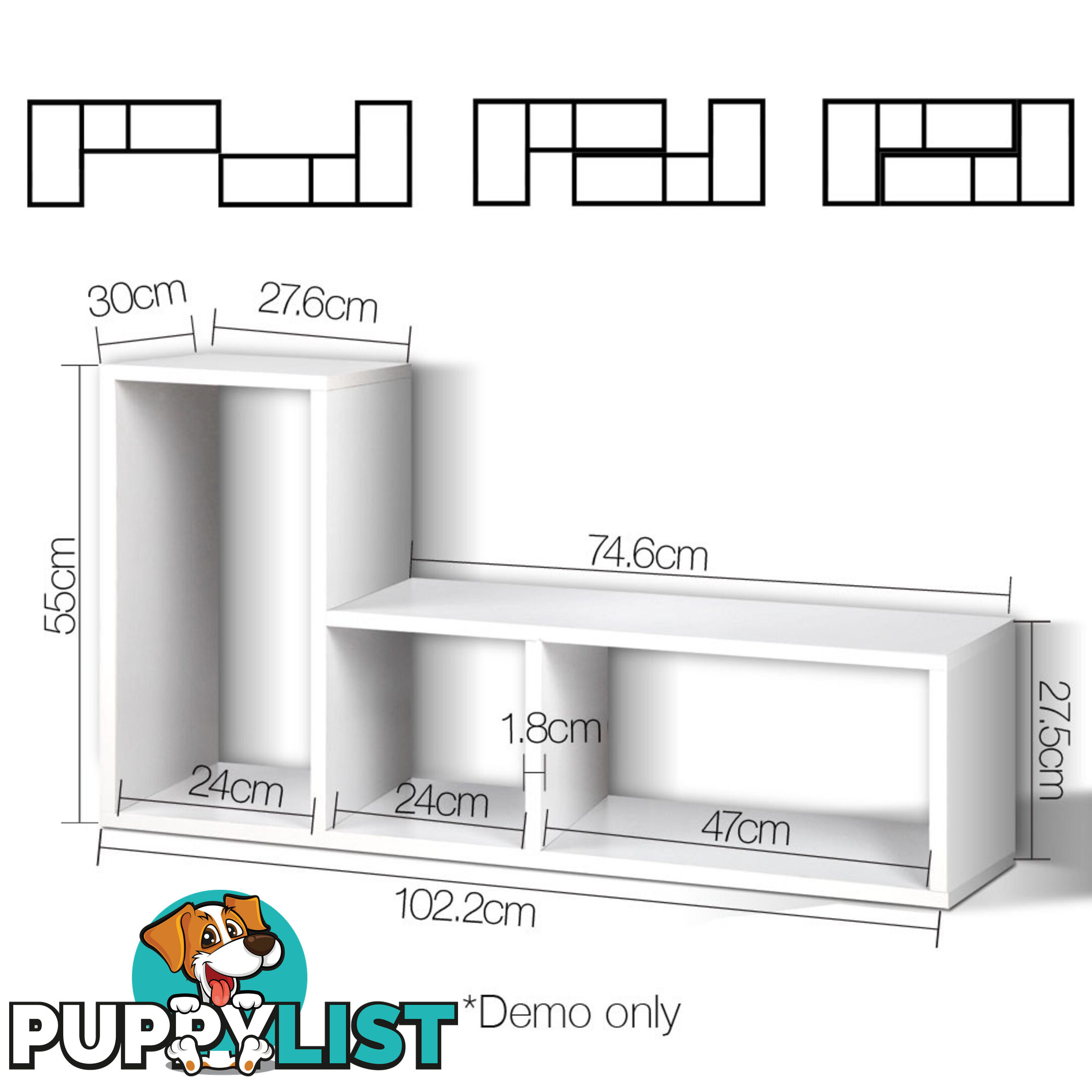 DIY L Shaped Display Shelf - White