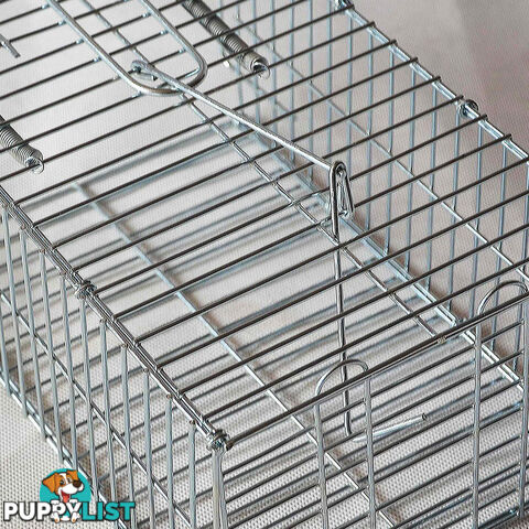 Set of 2 Humane Animal Trap Cage 66 x 23 x 25cm Silver