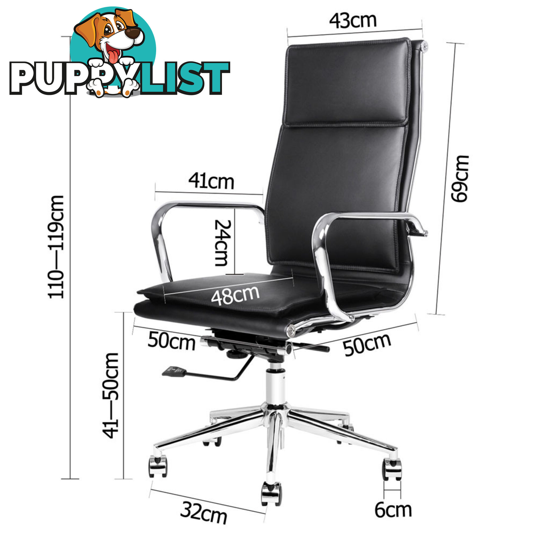 Executive PU Leather Office Computer Chair Black