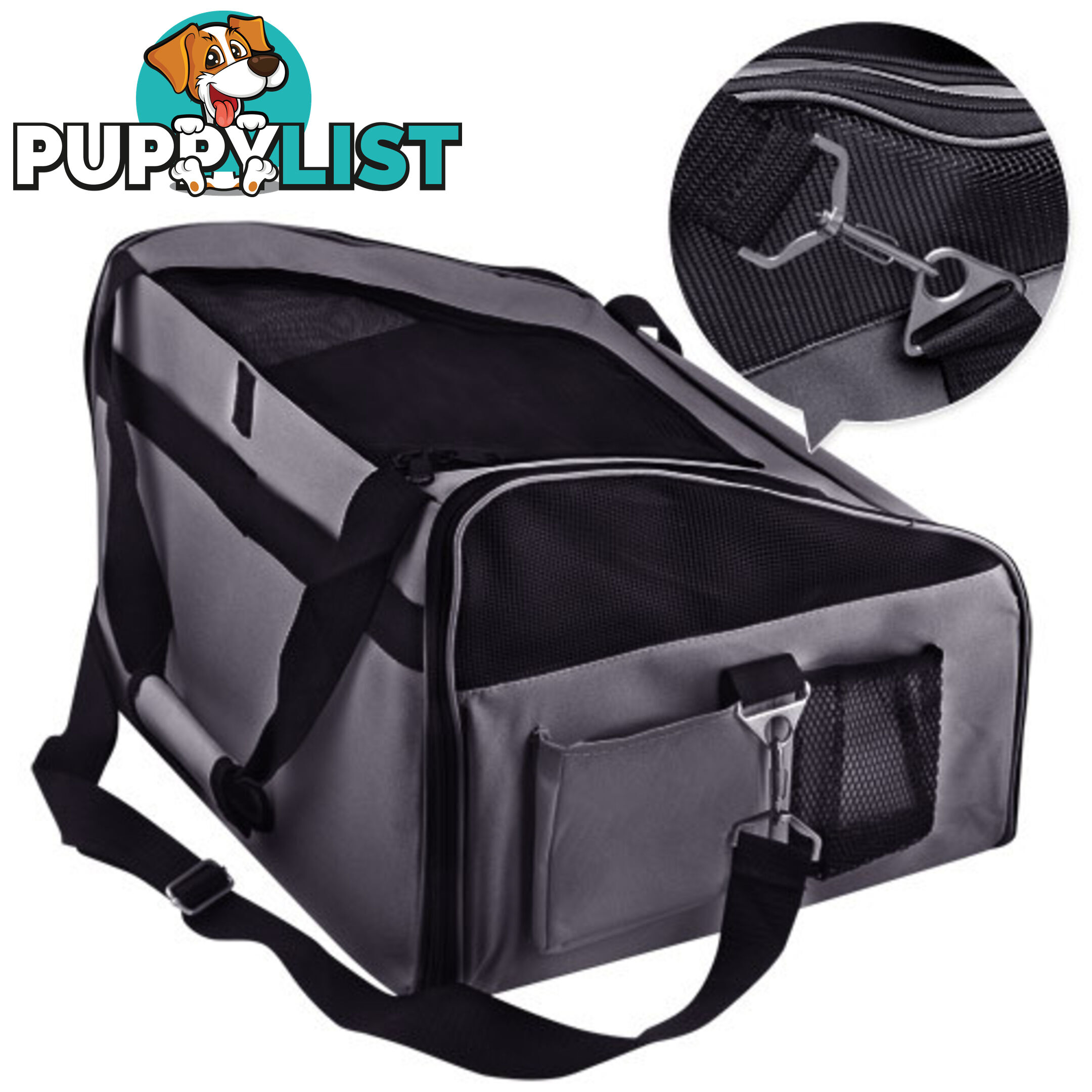 Pet Dog Cat Car Seat Carrier Travel Bag Large Grey