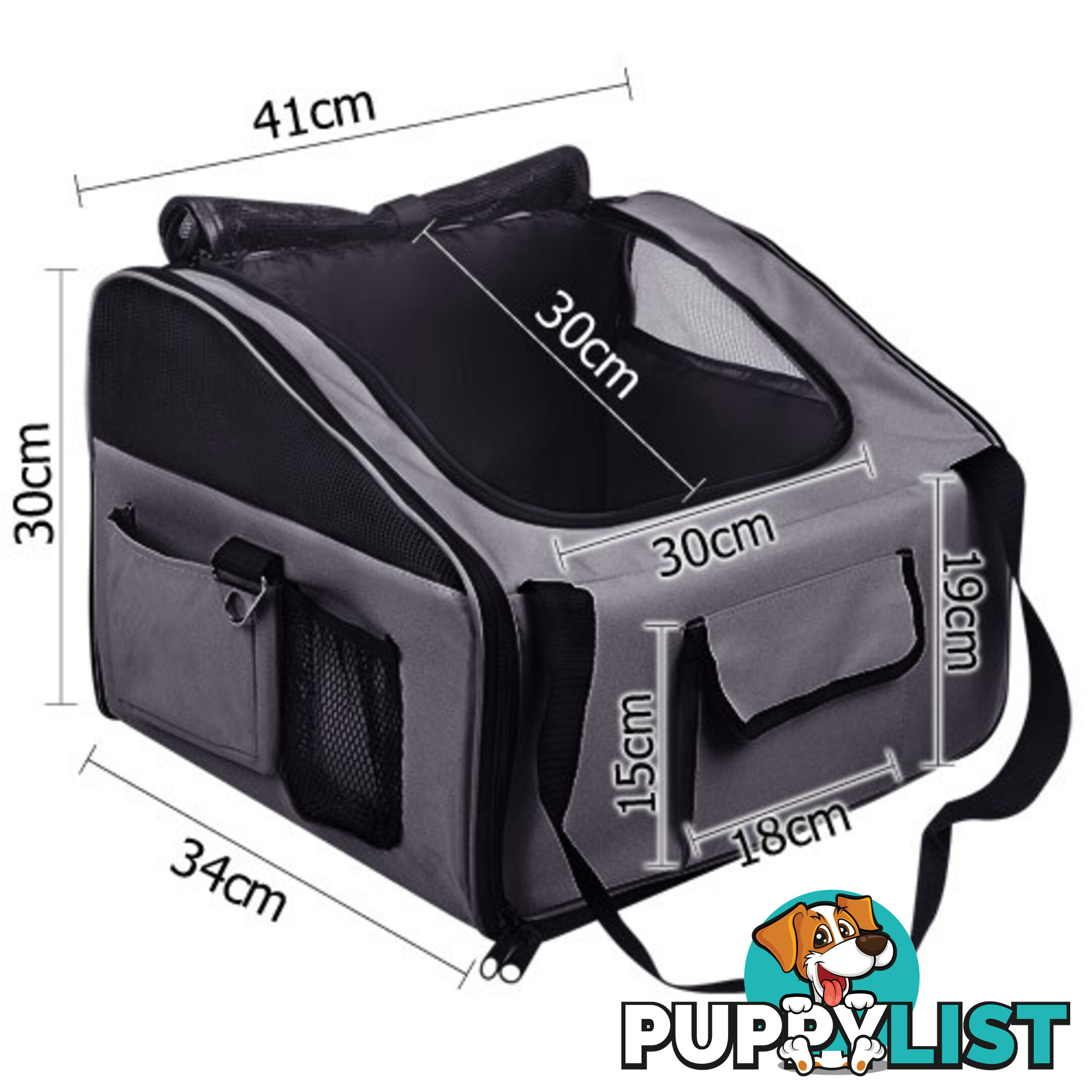 Pet Dog Cat Car Seat Carrier Travel Bag Large Grey