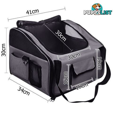 Pet Dog Cat Car Seat Carrier Travel Bag Large Grey