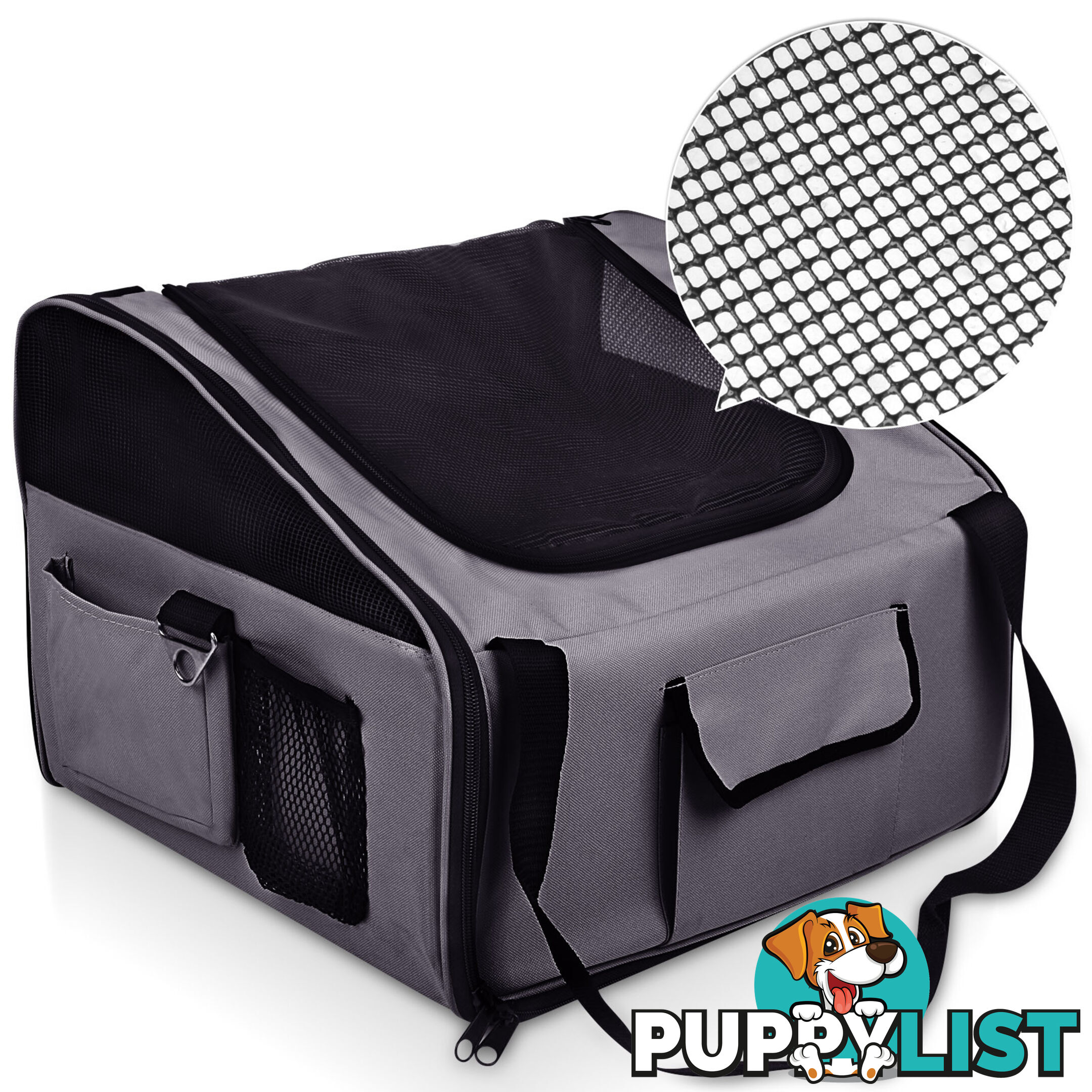 Pet Dog Cat Car Seat Carrier Travel Bag Large Grey