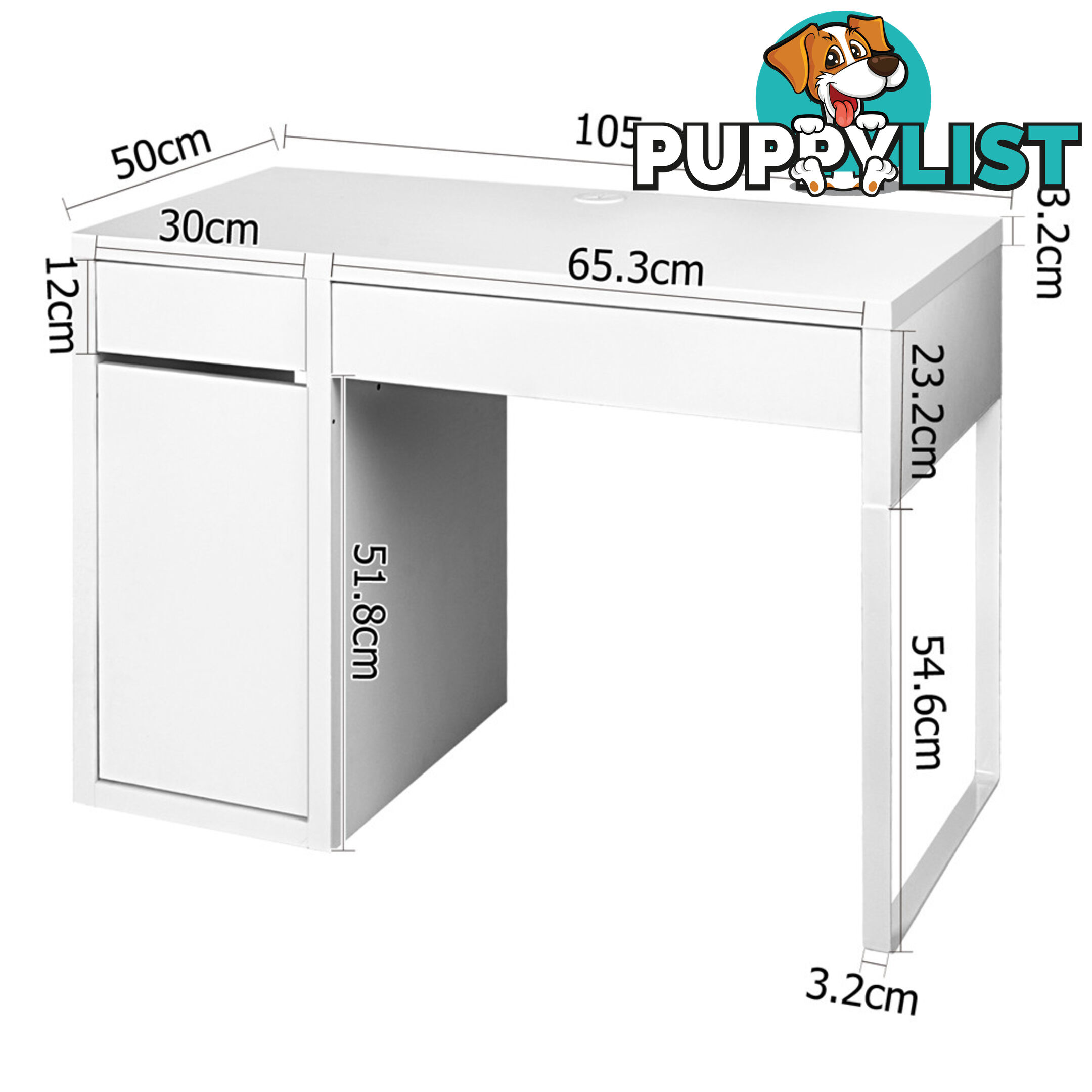 Office Study Computer Desk Cabinet White