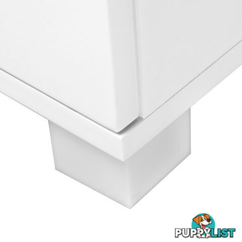 High Gloss Two Drawers Bedside Table Cabinet Lamp Unit White