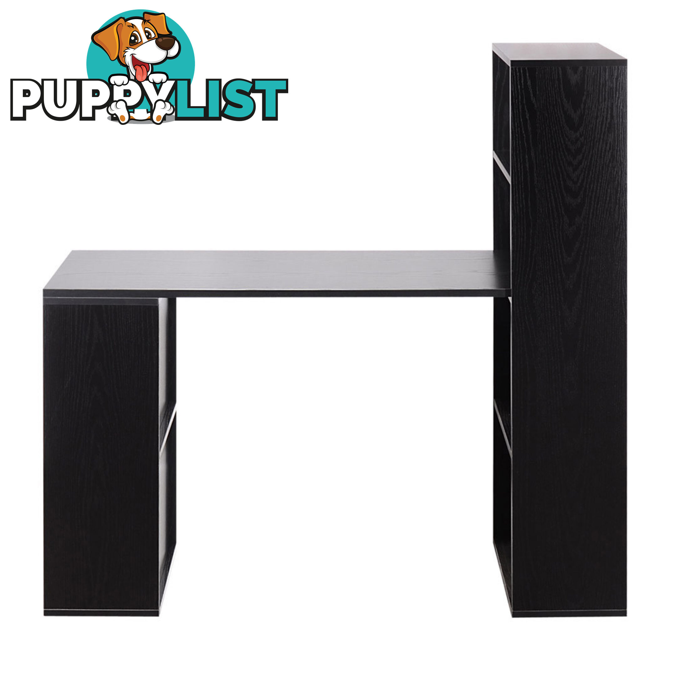 6 Storage Shelf Office Computer Desk Black