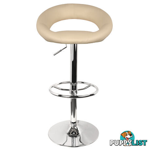 Set of 2 PU Leather Kitchen Bar Stool Beige