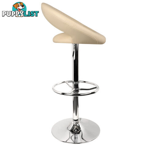 Set of 2 PU Leather Kitchen Bar Stool Beige