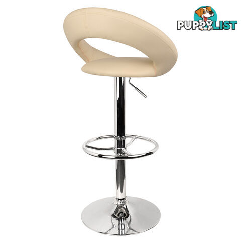 Set of 2 PU Leather Kitchen Bar Stool Beige