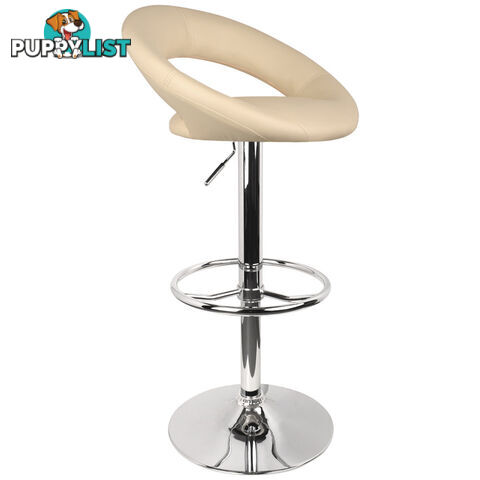 Set of 2 PU Leather Kitchen Bar Stool Beige