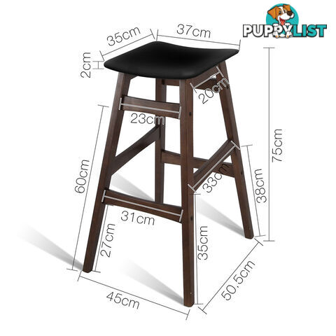 Sert of 2 Rubberwood Bar Stools - White