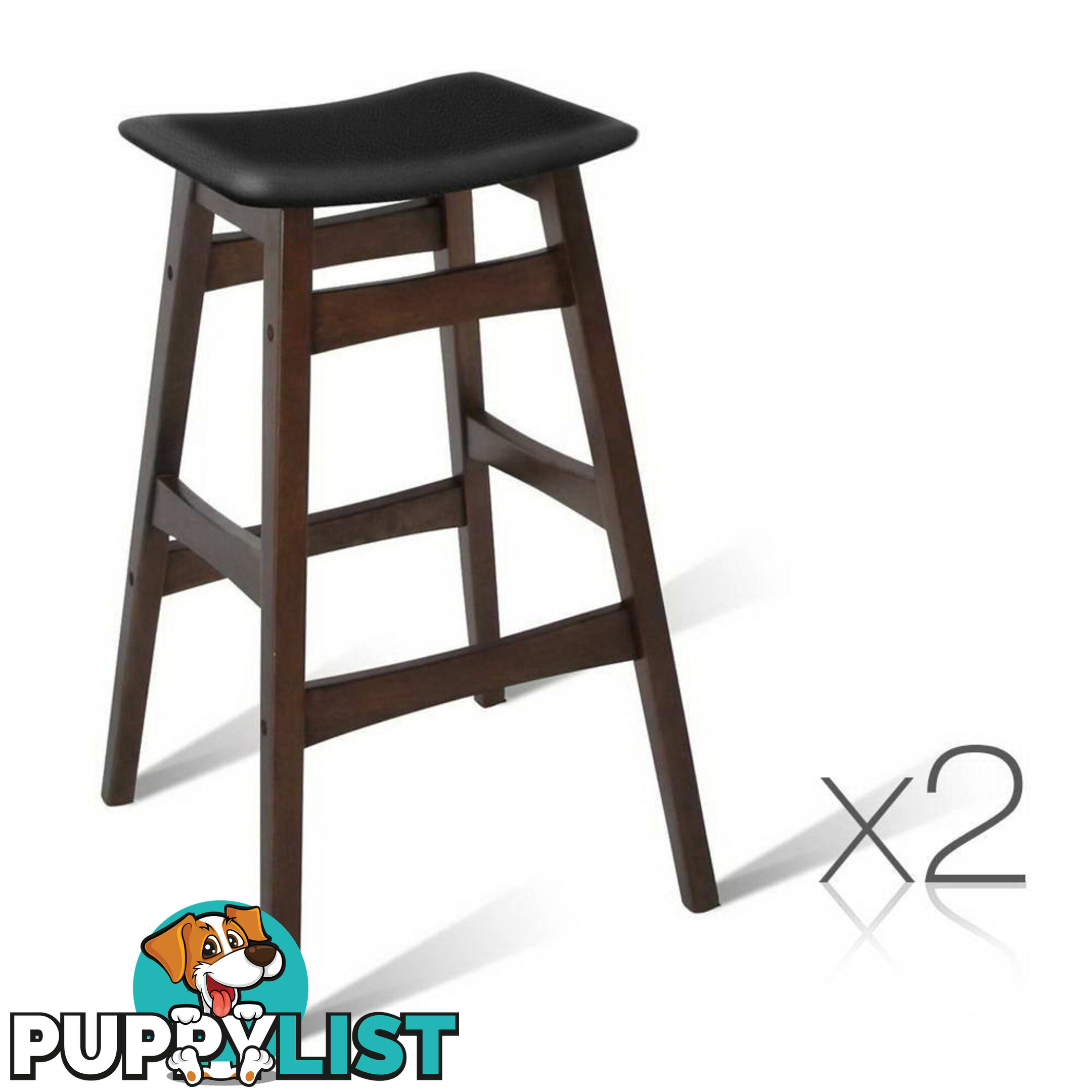 Sert of 2 Rubberwood Bar Stools - White