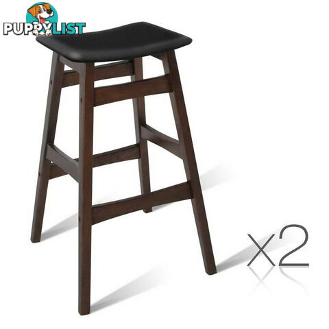 Sert of 2 Rubberwood Bar Stools - White