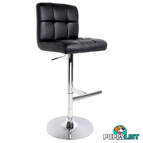 Set of 2 PU Leather Kitchen Bar Stool Black