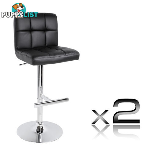 Set of 2 PU Leather Kitchen Bar Stool Black