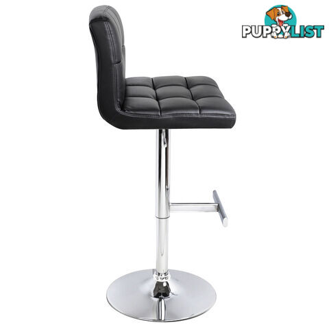 Set of 2 PU Leather Kitchen Bar Stool Black