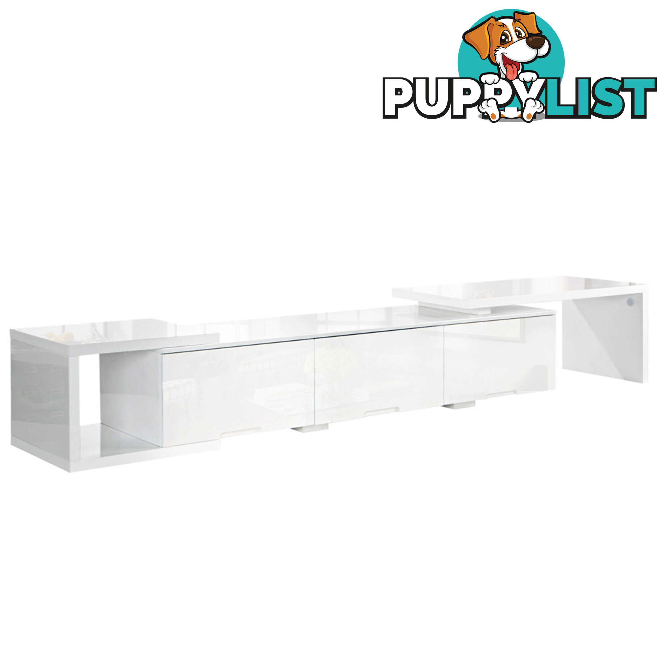 High Gloss Adjustable TV Stand Entertainment Unit 290 cm White